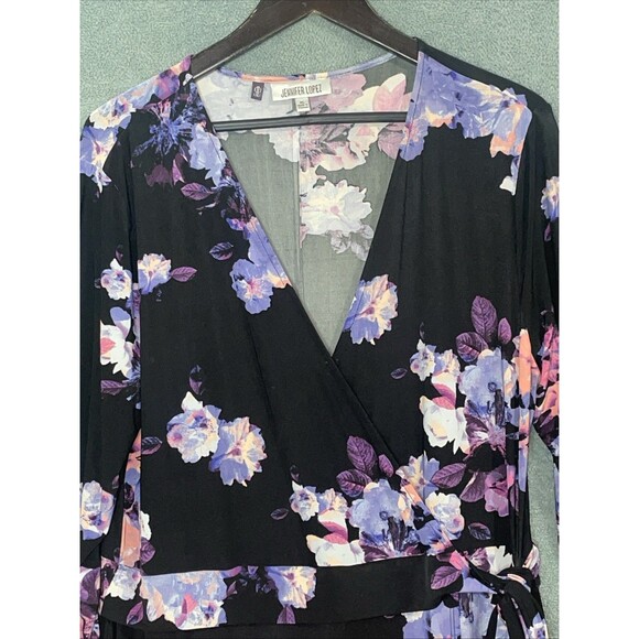Jennifer Lopez Womens Maxi Dress Size XL Stretch Floral Faux  Wrap Boho Fall - Picture 2 of 12